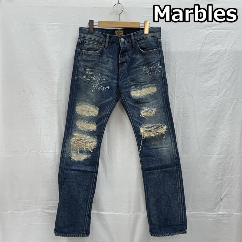 マーブルズ MPT A 1511 ダメージリペア加工 デニム ストレート パンツ 赤耳 セルビッジ メンズ S ISItems 古着