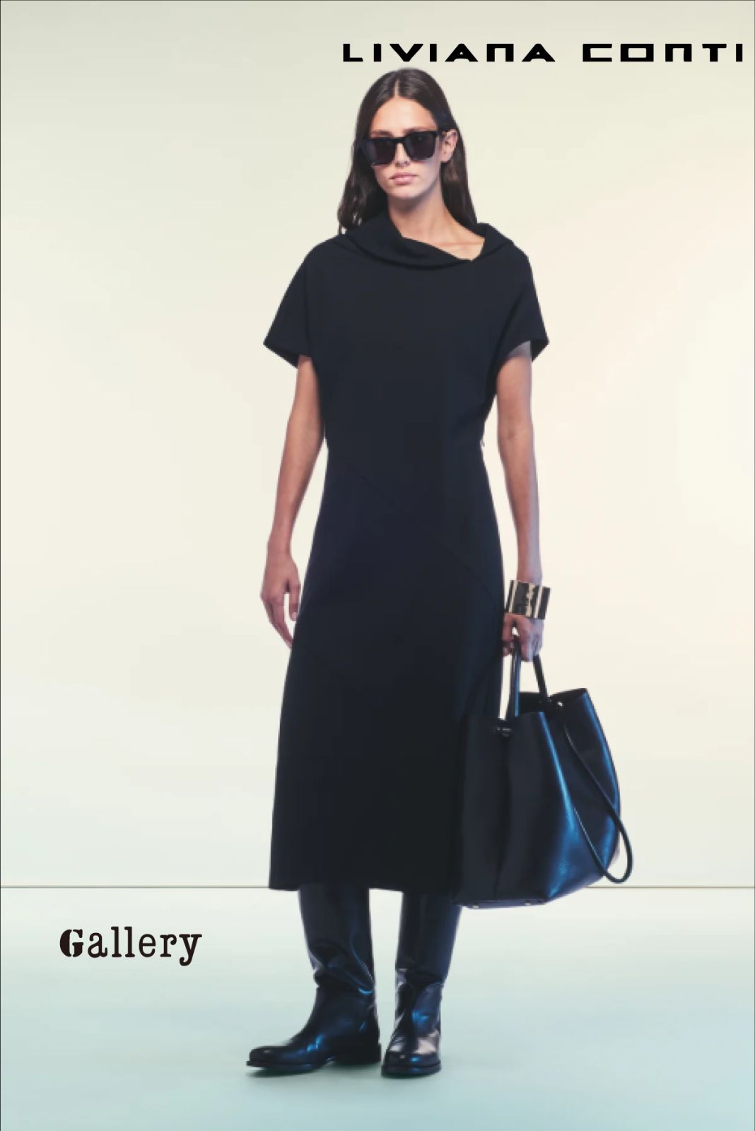 ♥ い LIVIANA CONTI リヴィアナコンティ アシンメトリーネック ジャージードレス パーティードレス