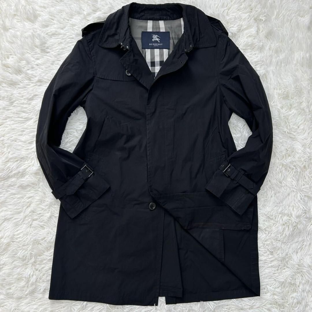 |M BURBERRY LONDON バーバリーロンドン ステンカラーコート レインコート ロングコート アウター ジャケット 三陽商会 ノバチェック ブラック 黒 フォーマル ビジネス カジュアル 通勤 通学 入学式 入園式 卒園式 卒業式
