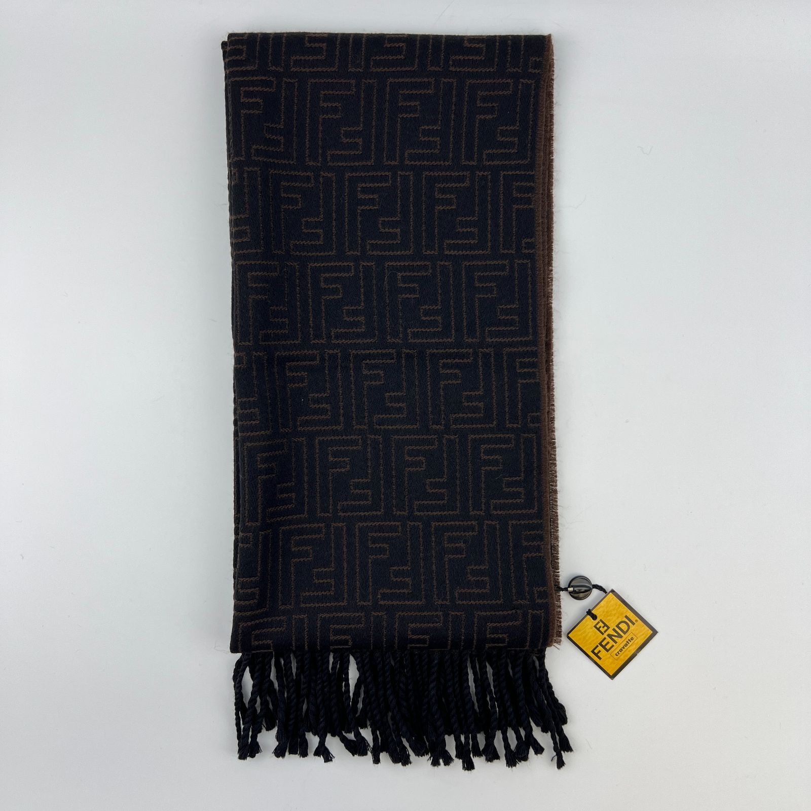 FENDI フェンディ マフラー ブラウン ブラック ウール ヴィンテージ レディース HIBUOCHI VINTAGE