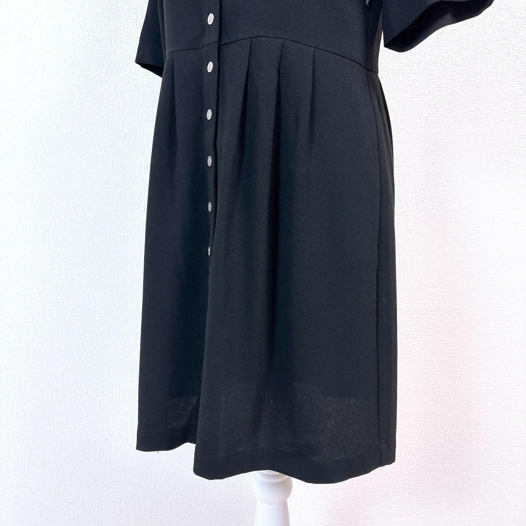  agnes b 七分袖 ブラウス ワンピース ロゴボタン 38 黒 長袖 七分袖 シャツワンピース