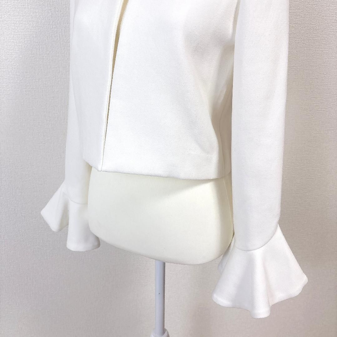 美品 YOKOCHAN ノーカラージャケット ティアードスリーブ 8 ホワイト