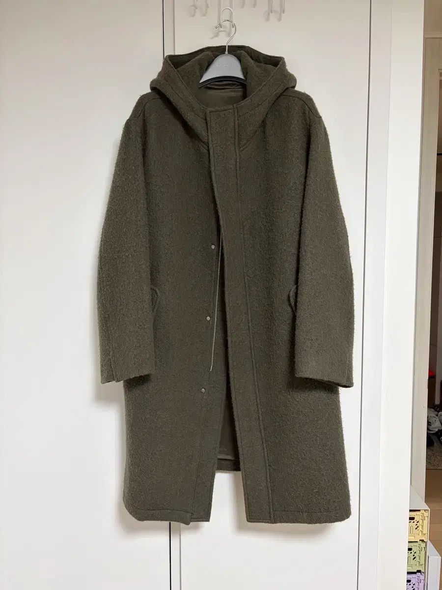 オーラリー ブラッシュド アルパカ ウール メルトン フーディーコート