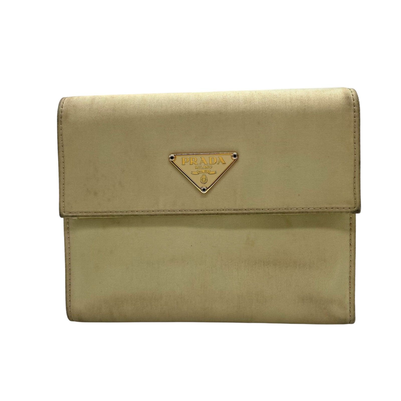 プラダ PRADA 三つ折り財布 コンパクトウォレット ベージュ ナイロン