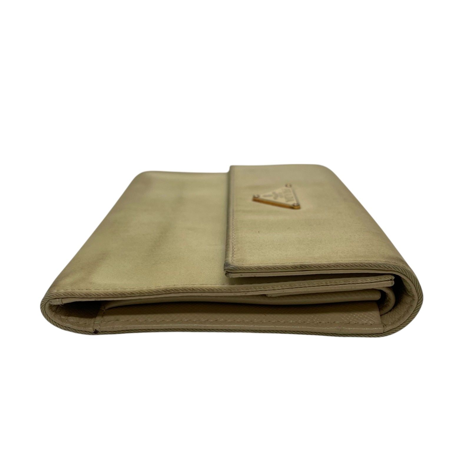 プラダ PRADA 三つ折り財布 コンパクトウォレット ベージュ ナイロン