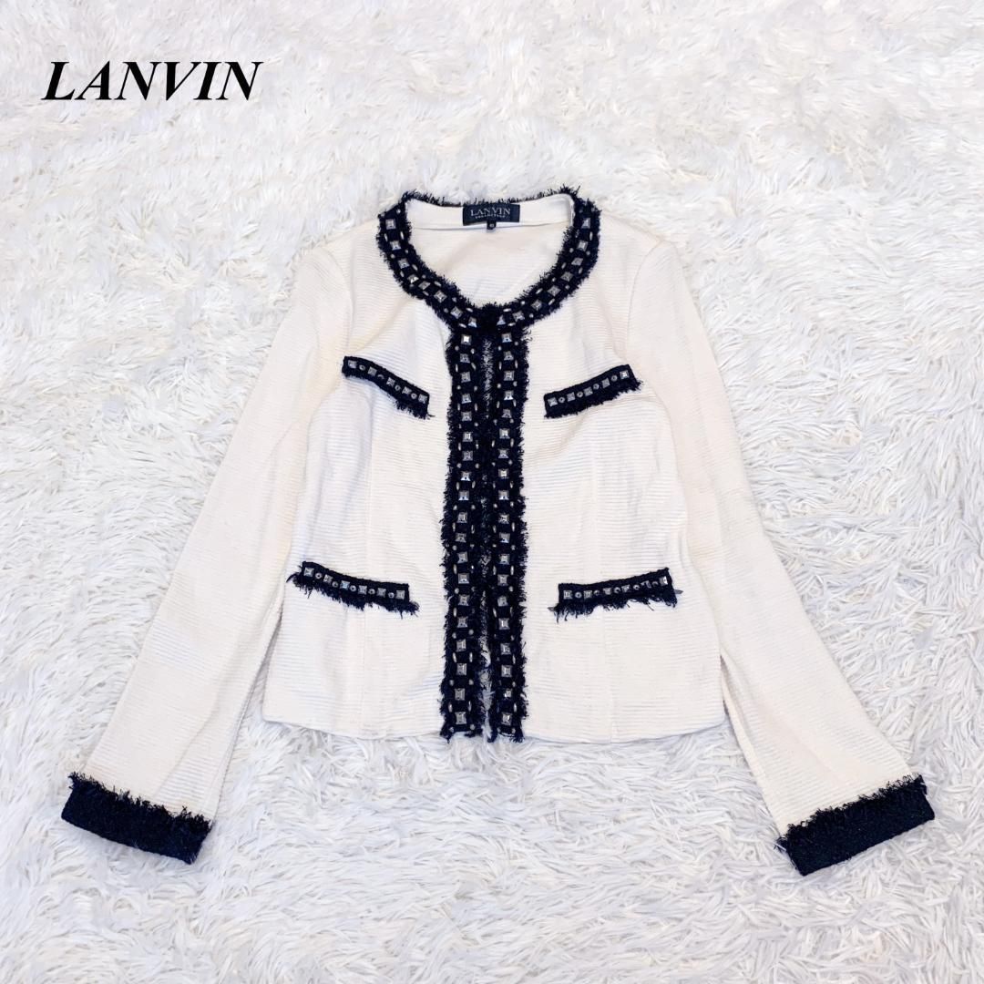 LANVIN ノーカラーニットジャケット 40