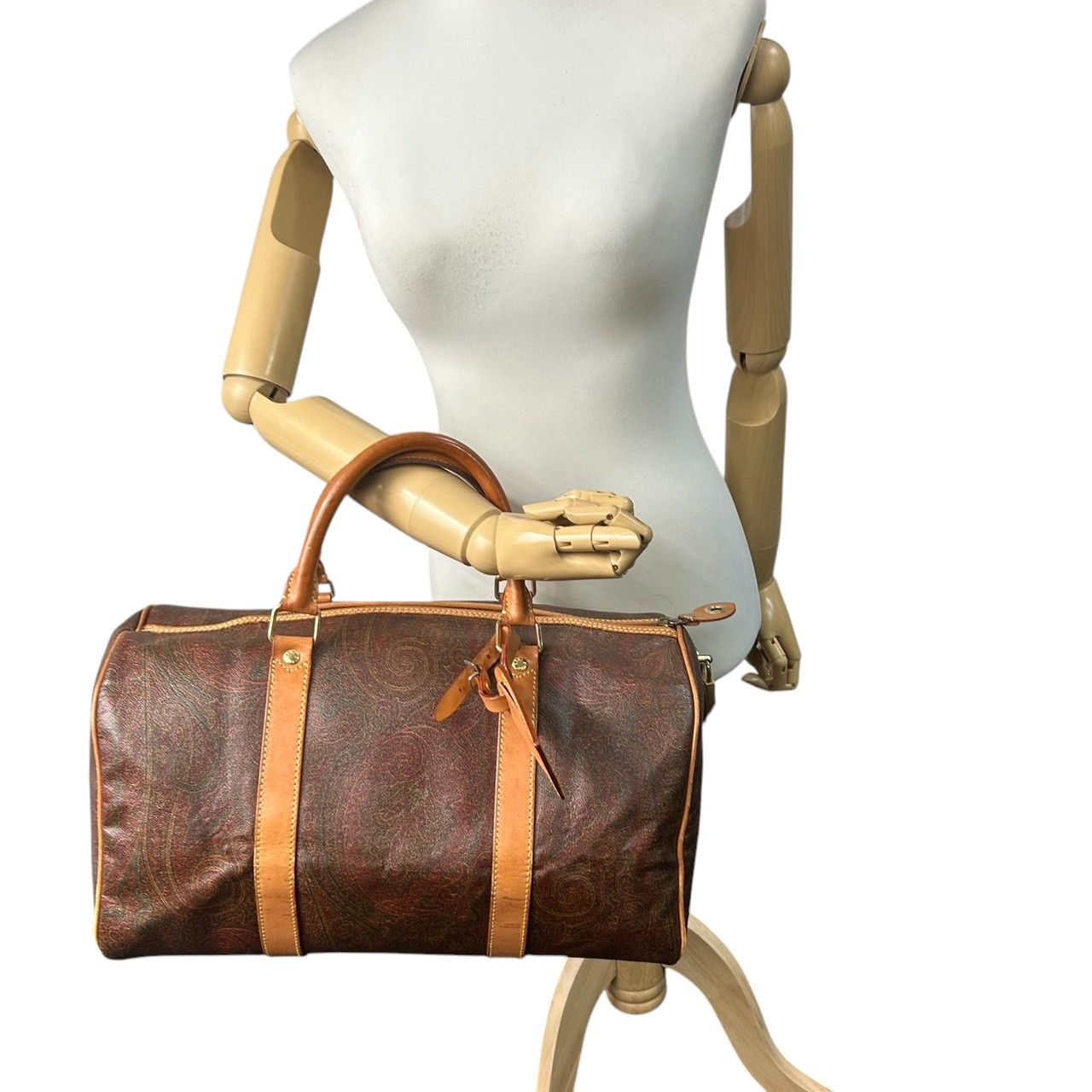 エトロ ETRO ボストンバッグ ハンドバッグ ペイズリー柄 PVC レザー 本