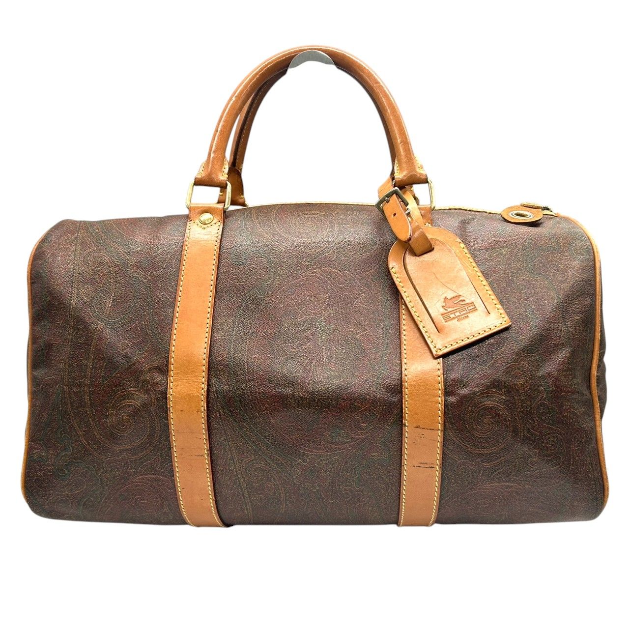 【極美品】ETRO エトロ ボストンバッグ ペイズリー柄 pvc ヌメ革 大容量 エトロ ETRO ボストンバッグ ハンドバッグ ペイズリー柄 PVC レザー 本