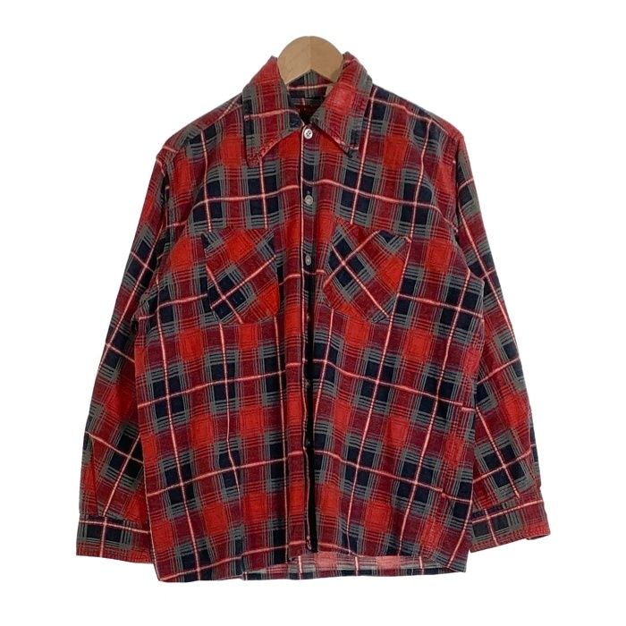 70 s Sears シアーズ KING ROAD キングロード チェックプリント フランネルシャツ レッド Size L