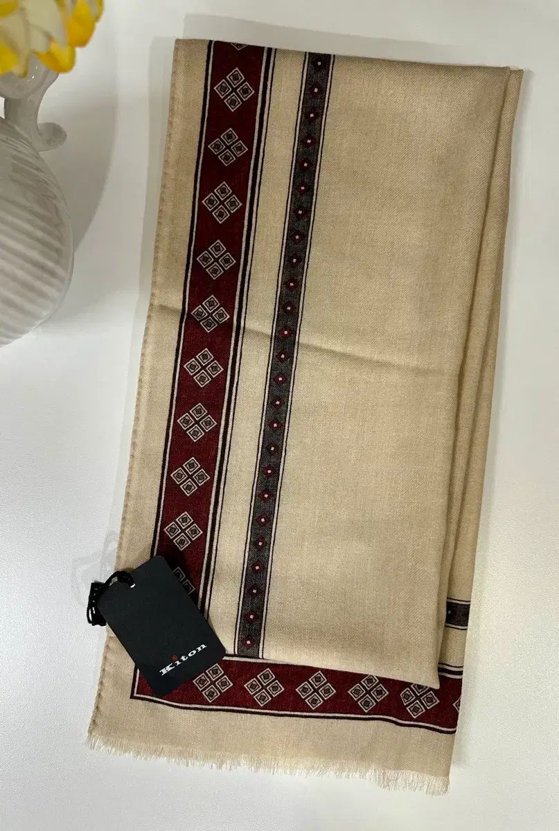 Kiton キートン ベージュ ピュア ウール スカーフ マフラー