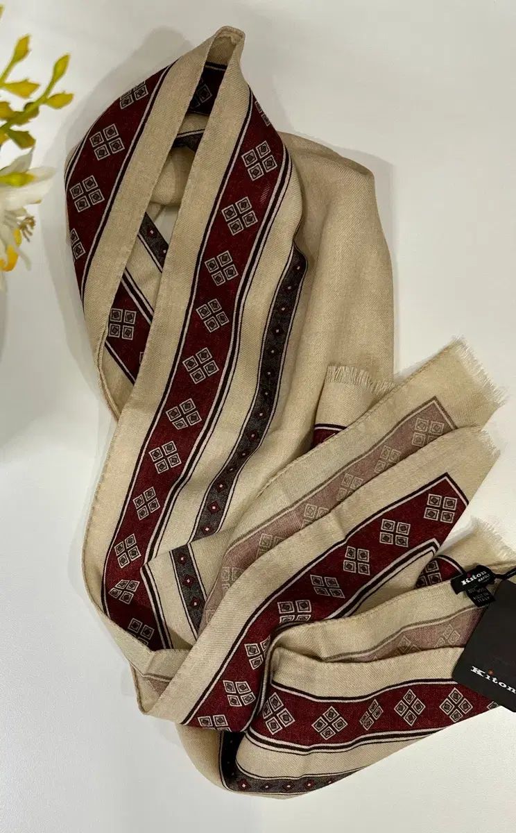 Kiton キートン ベージュ ピュア ウール スカーフ マフラー