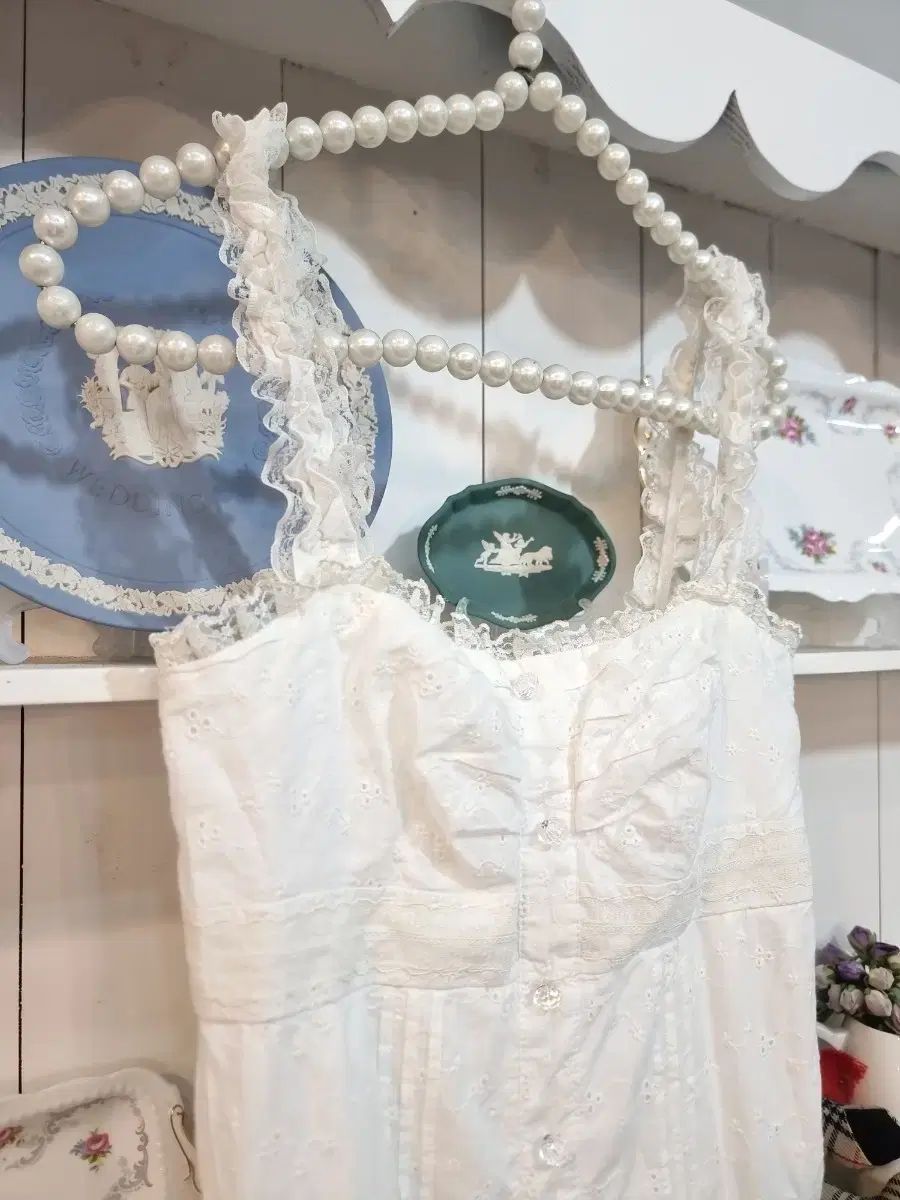  LIZ LISA リズリサ ワンピース 白 コットン エンブロイダリー レース ティアード 長袖 七分袖 ミニワンピース