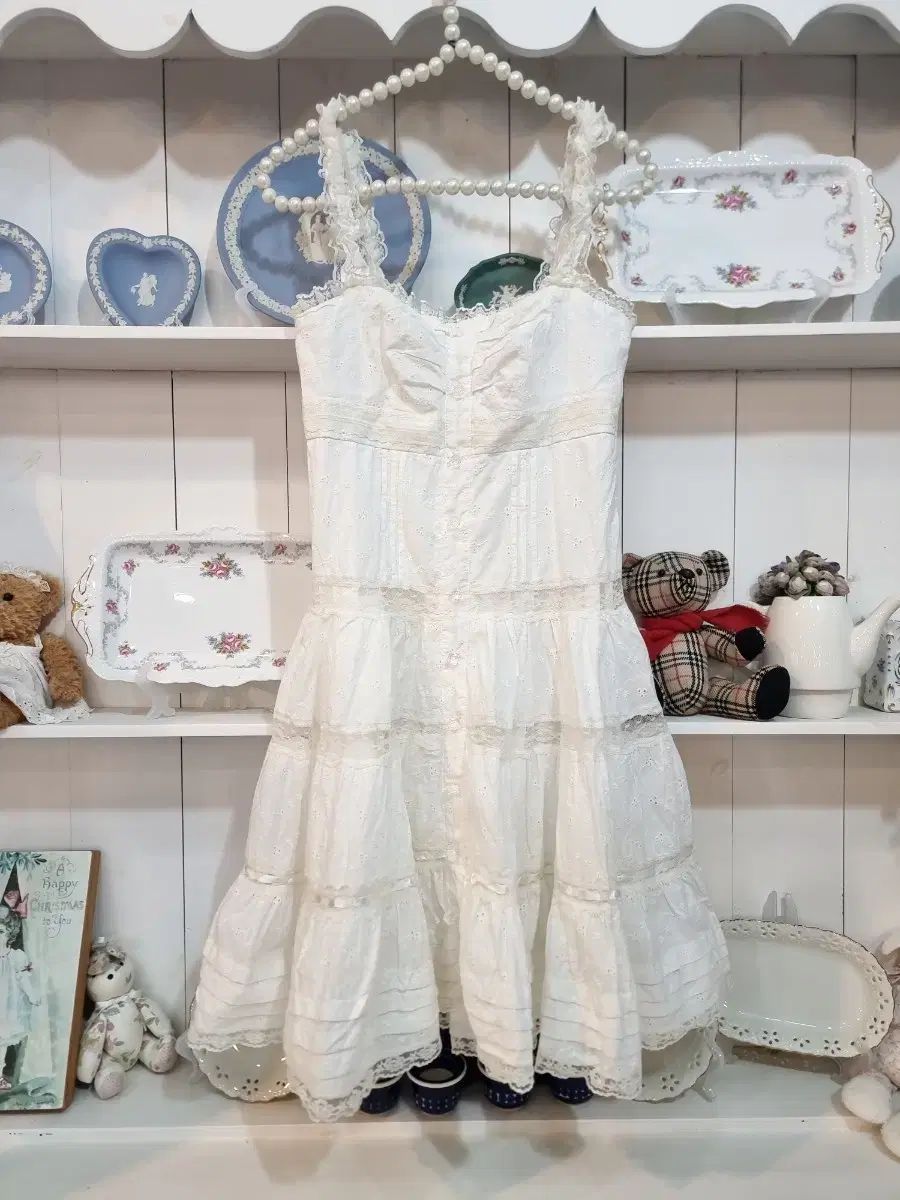 LIZ LISA リズリサ ワンピース 白 コットン エンブロイダリー レース ティアード