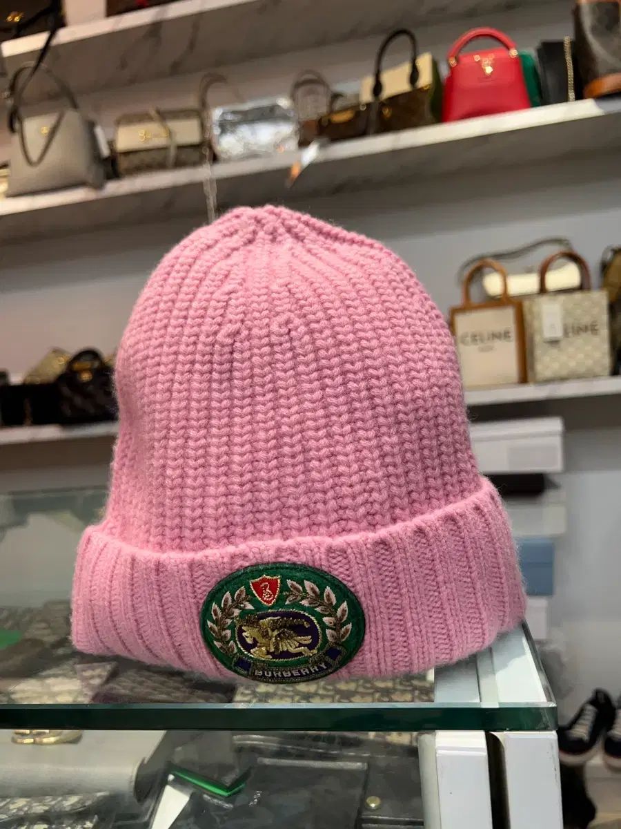 バーバリー 刺繍 ムーン城 リブニット ウール カシミア ビーニー レディース 上質素材 ニット帽 ビーニー 