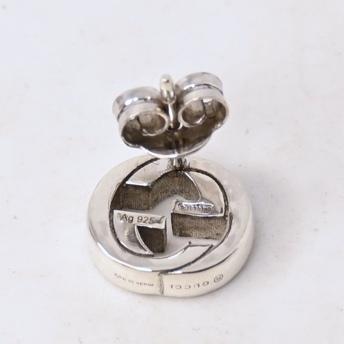 研磨済】GUCCI グッチ インターロッキングG ピアス 片耳用 Ag925