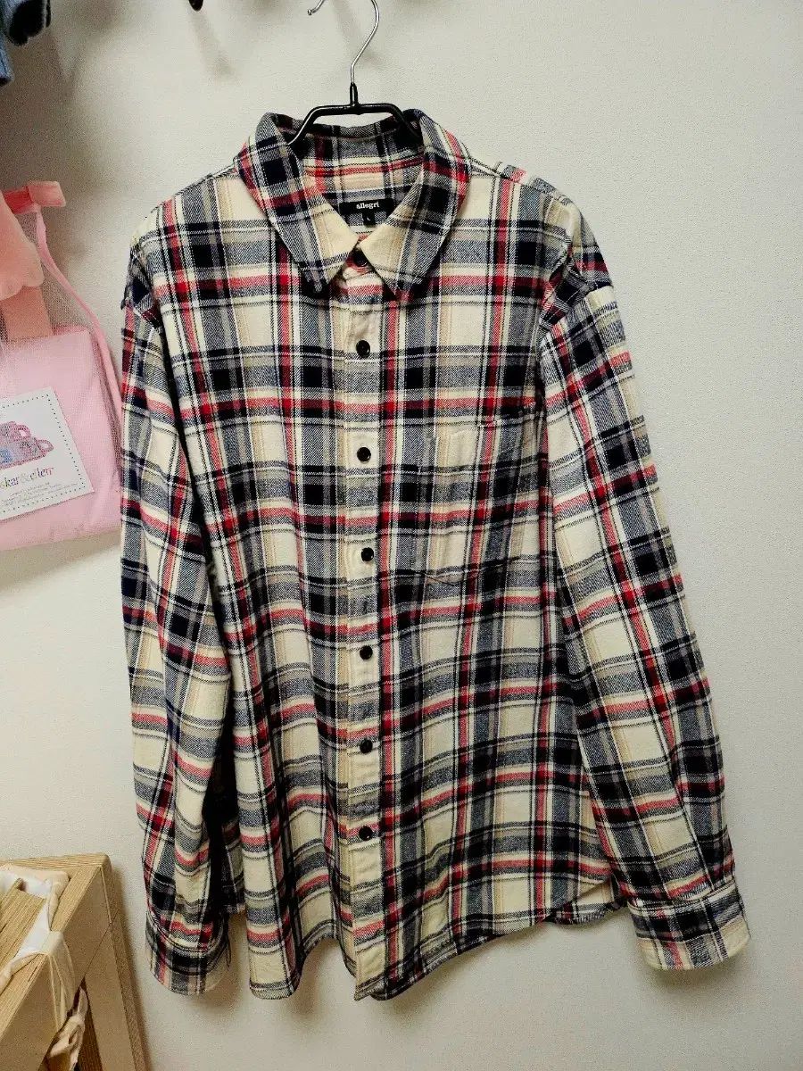 アレグリ CHECK オーバーサイズシャツ セミオーバーサイズ Lサイズ