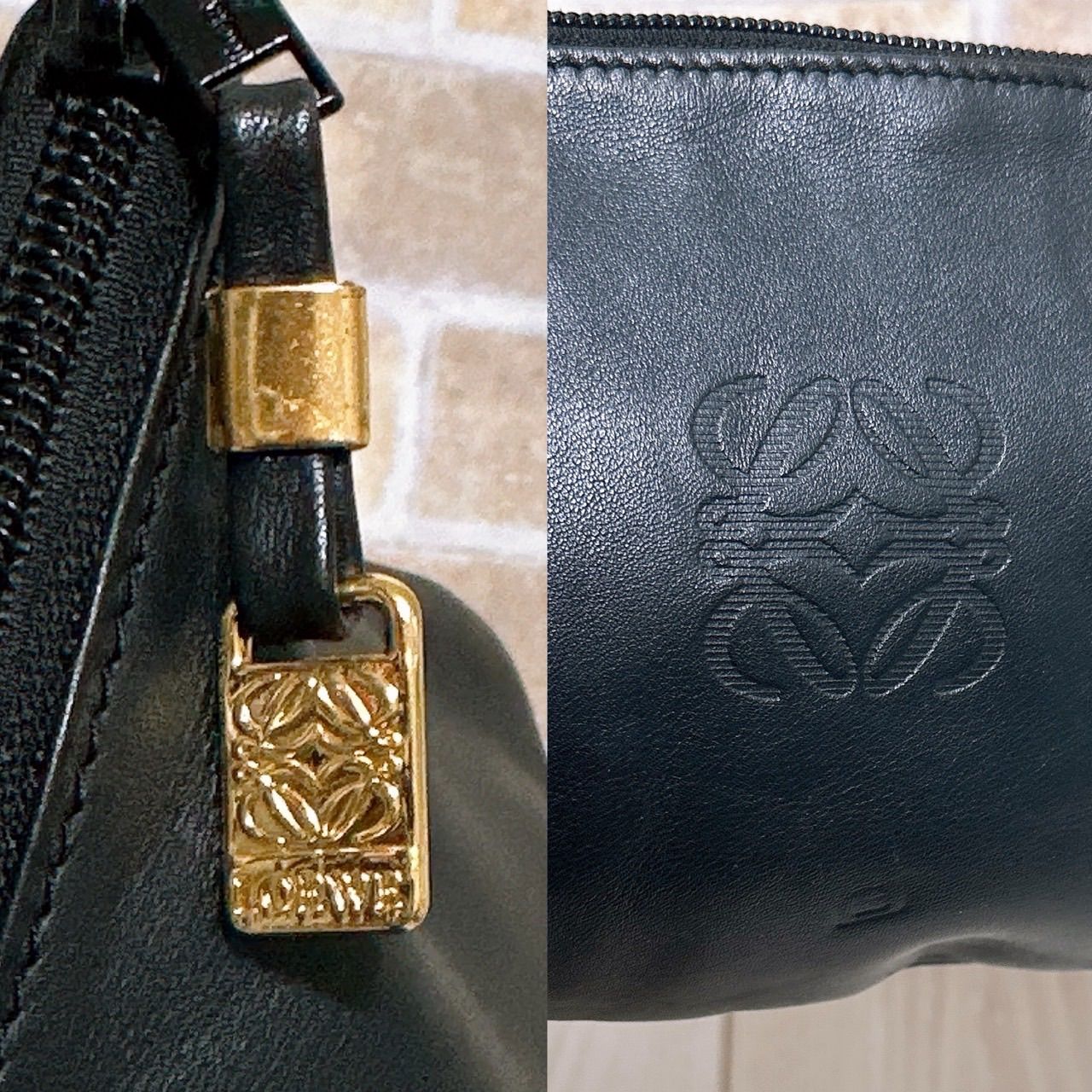 美品✨ LOEWE ロエベ アクセサリーポーチ アナグラム ブラック レザー LOEWE（ロエベ） 極 美品 ヴィンテージ アナグラム ロゴ ナッパ レザー