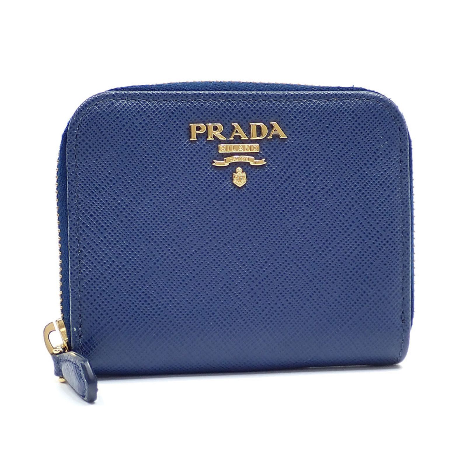 中古 プラダ ケース レディース ブルー 青 レザー 1MM268 小銭入れ プラダ(Prada) プラダ コインケース レディース ブルー 青 レザー