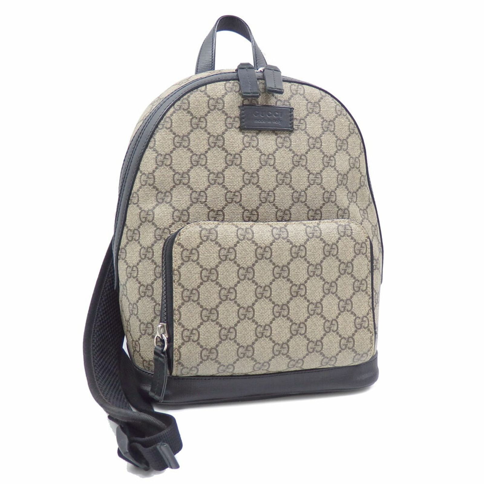 中古 グッチ リュックサック GGスプリーム レディース ベージュ ブラック PVC レザー 429020 グッチ(Gucci) グッチ リュックサック GGスプリーム レディース