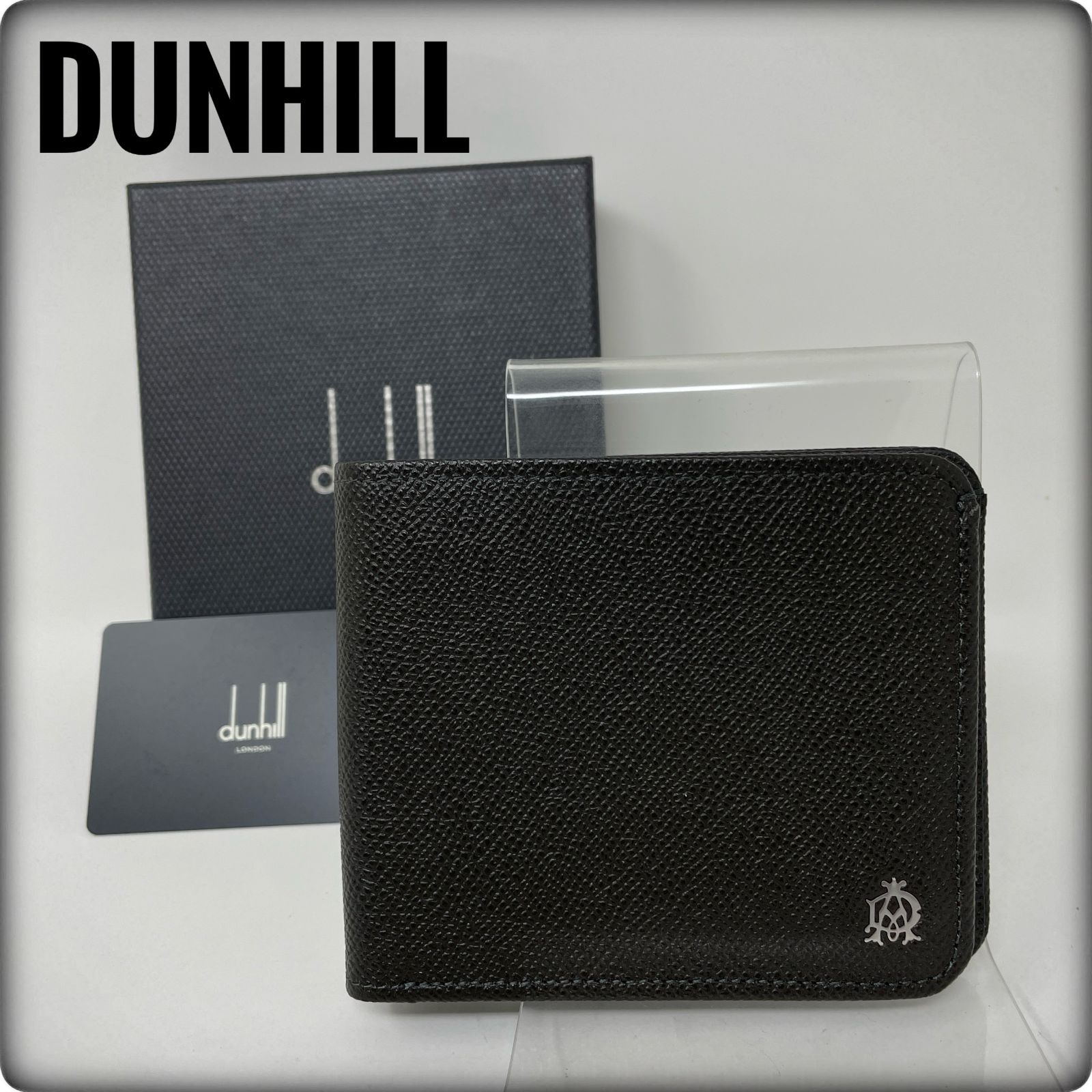 ♥ ダンヒル dunhill レザー カード入れ 二つ折り財布 ブラック