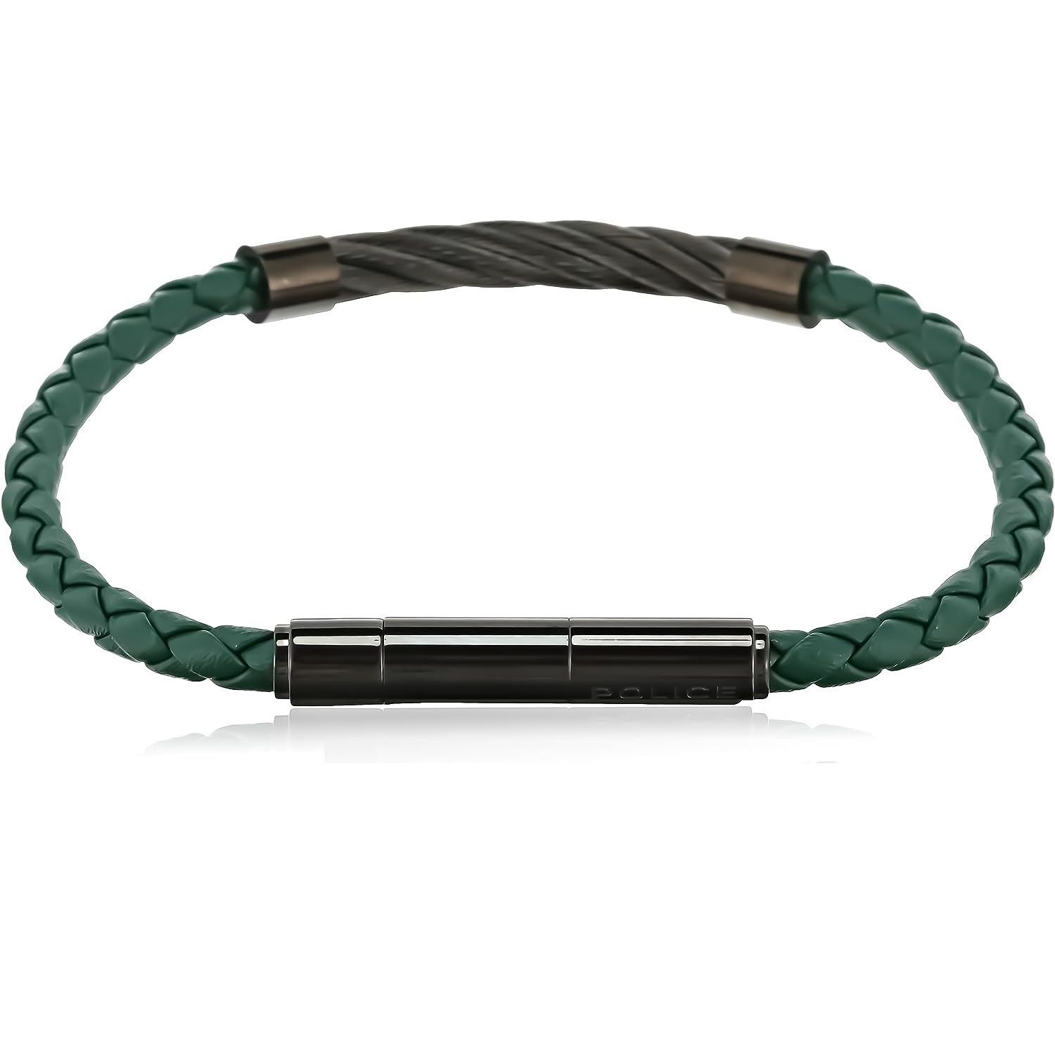 ブレスレット ポリス POLICE キングピン ステンレス 316 L サージカルステンレス レザー グリーン ガンメター メンズ 男性 ギフト プレゼント バレンタイン お祝い