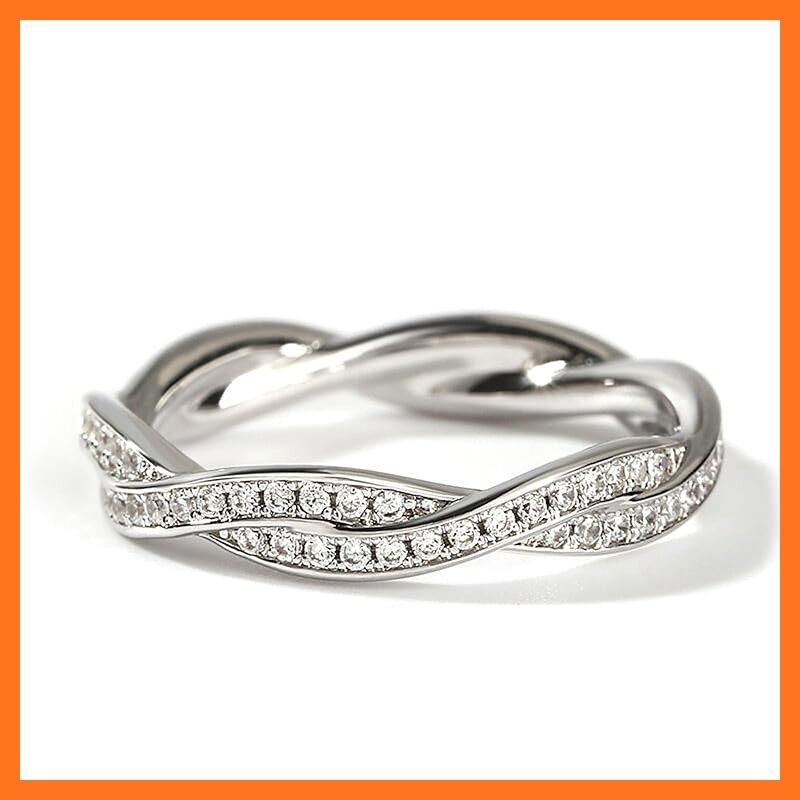 Jeulia 指輪 レディース ツイスト シルバー シルバーリング ダイヤ キラキラ 結婚指輪 婚約指輪 エンゲージリング パーティー ファッション アクセサリー