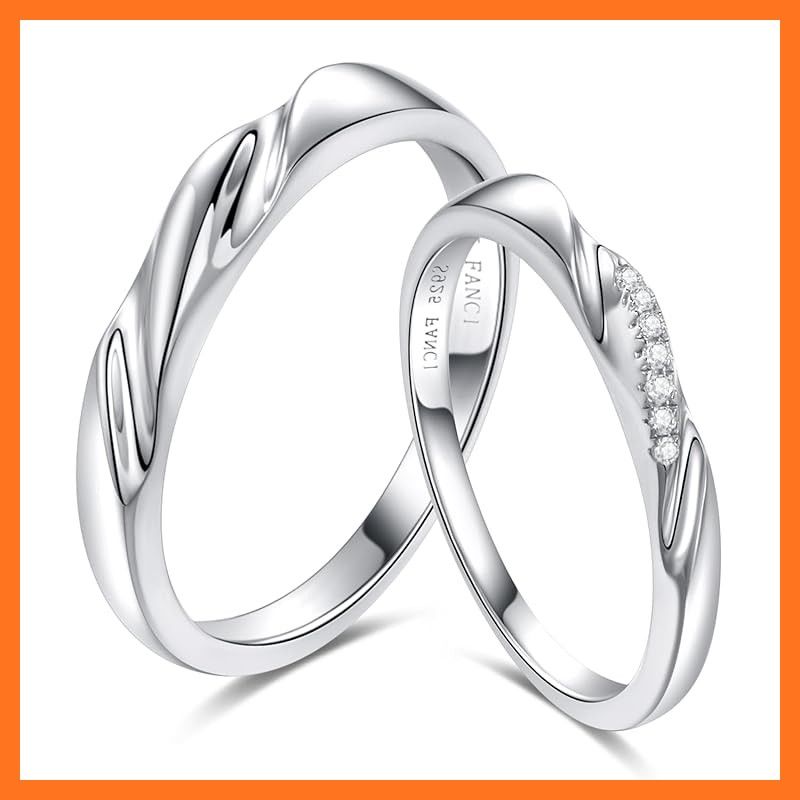 FANCIME 純銀製 リング レディース メンズ 恋のハートビート ペアイング 女10号 男19号 指輪 ジルコニア 幅2 6 mm 幅3 25 シルバー S 925 ペアリング 婚約指輪 カップル 彼女 記念日 プレゼ