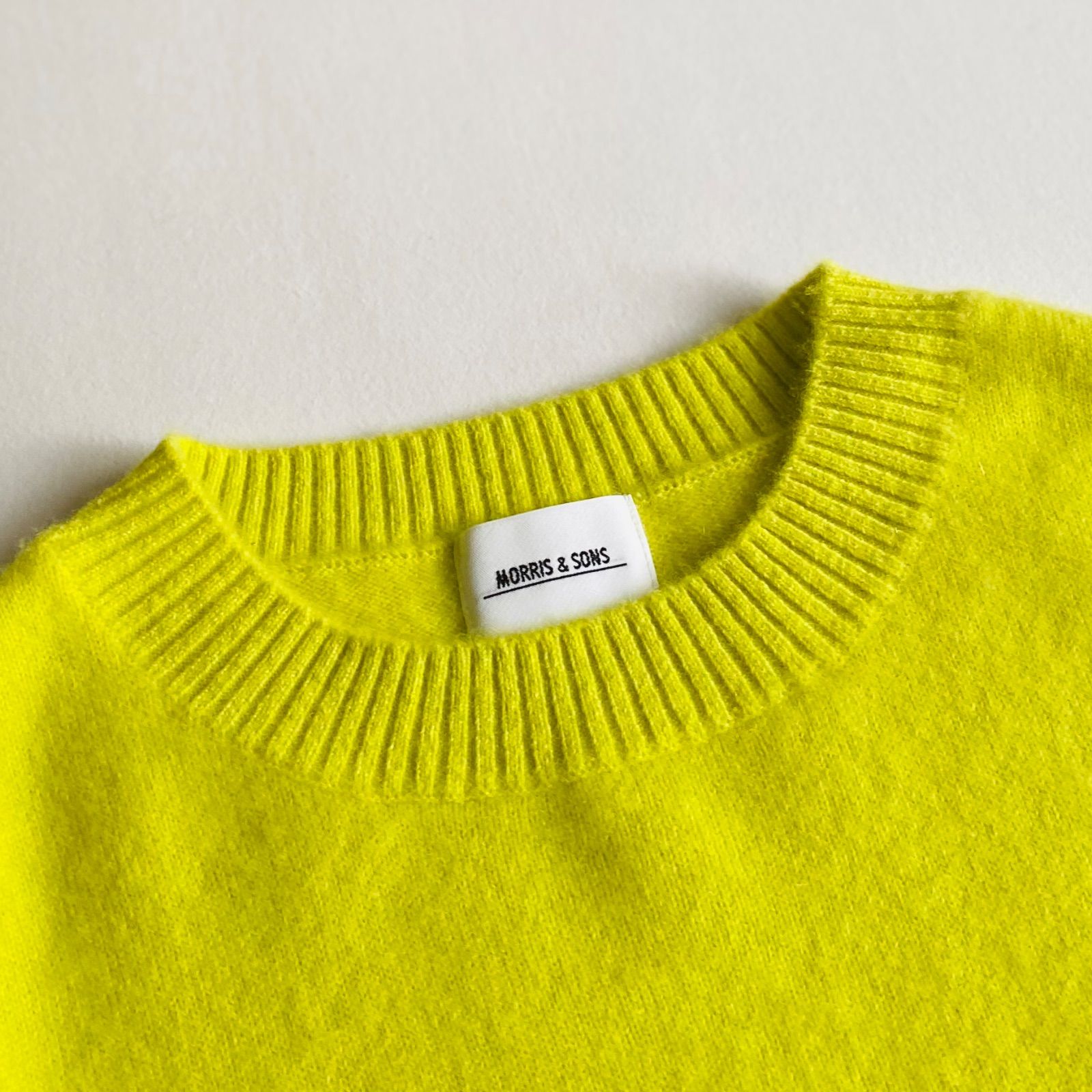 MORRIS & SONS 日本製 カシミヤ100% クルー ニット レモンイエロー