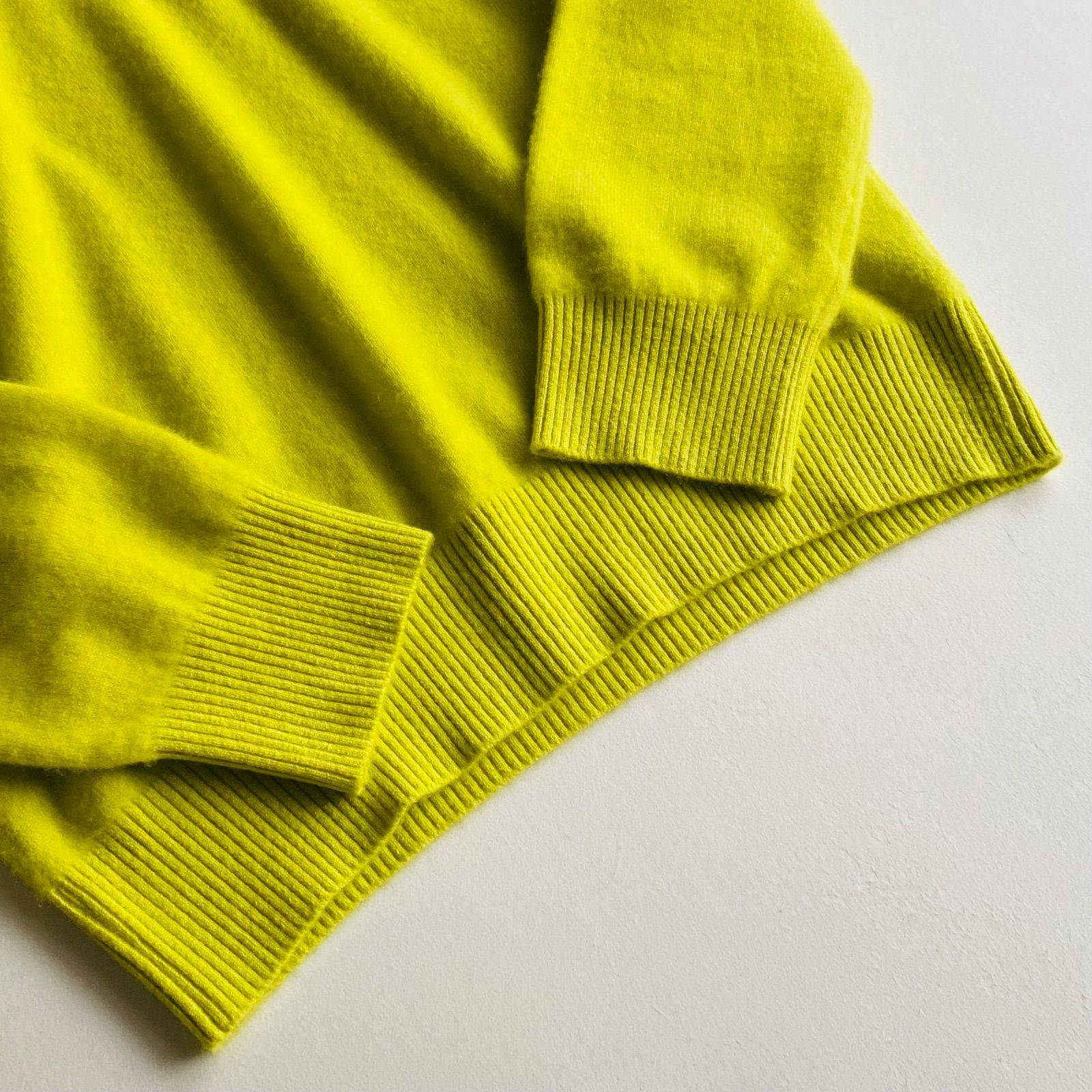 MORRIS & SONS 日本製 カシミヤ100% クルー ニット レモンイエロー