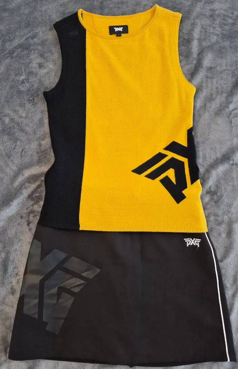 PXG レディース ラウンド プルオーバー BIG ロゴ ニット ベスト S