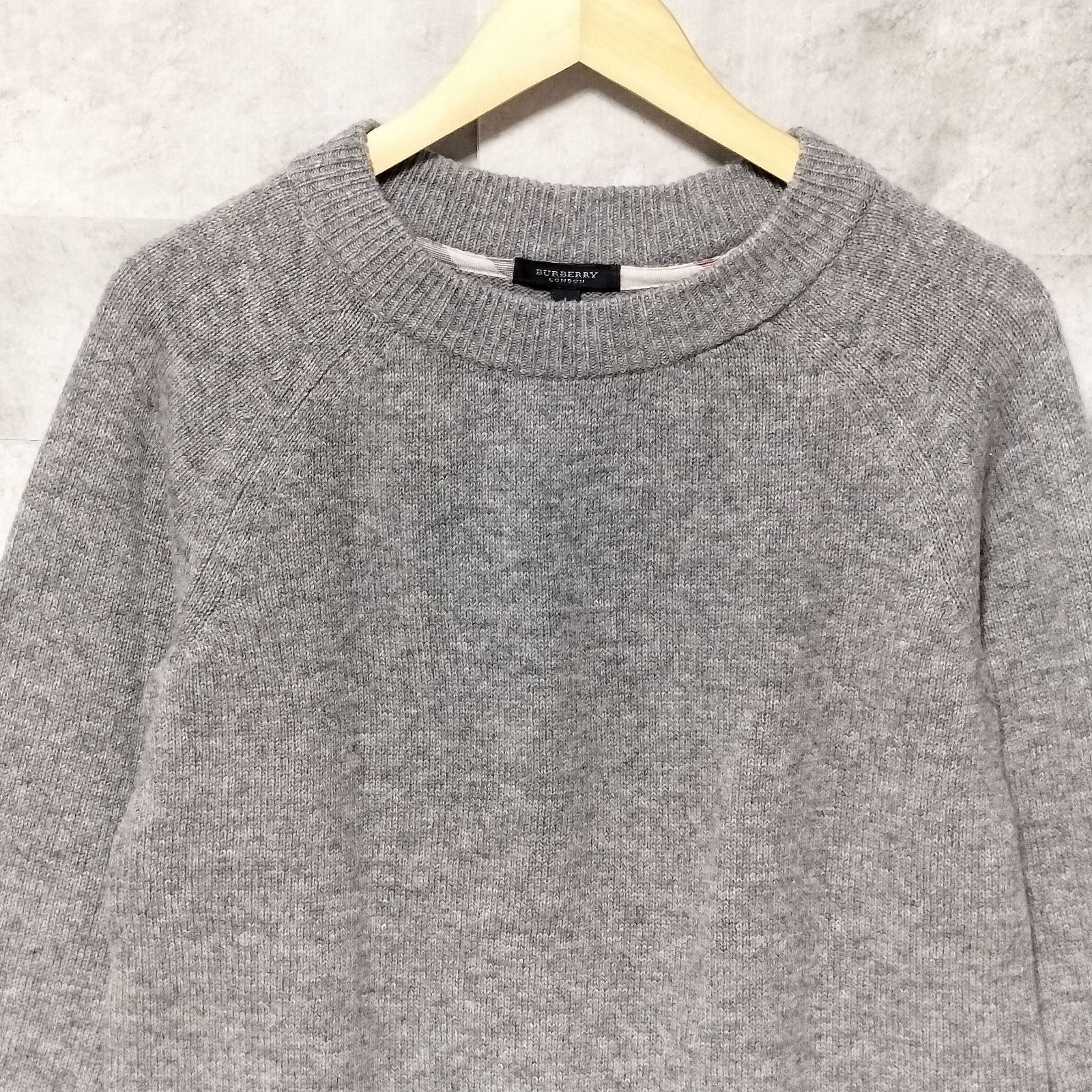 BURBERRY LONDON ウールカシミヤ クルーネック ニット サイズ1 グレー