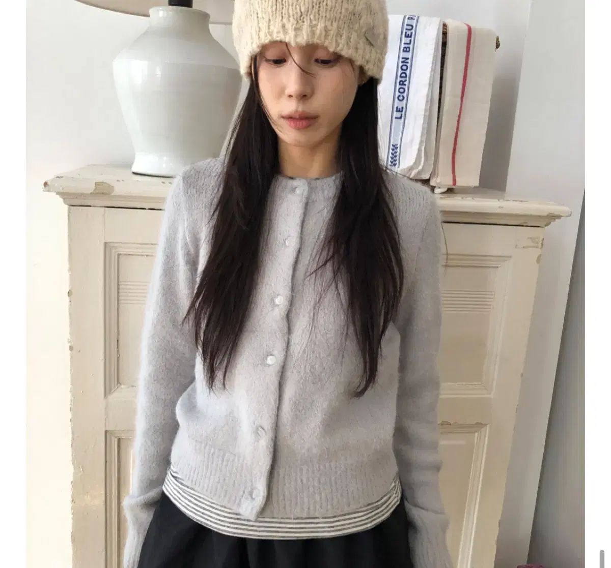 REETKEEM ゼリーポップ ニット カーディガン グレー Jelly pop knit