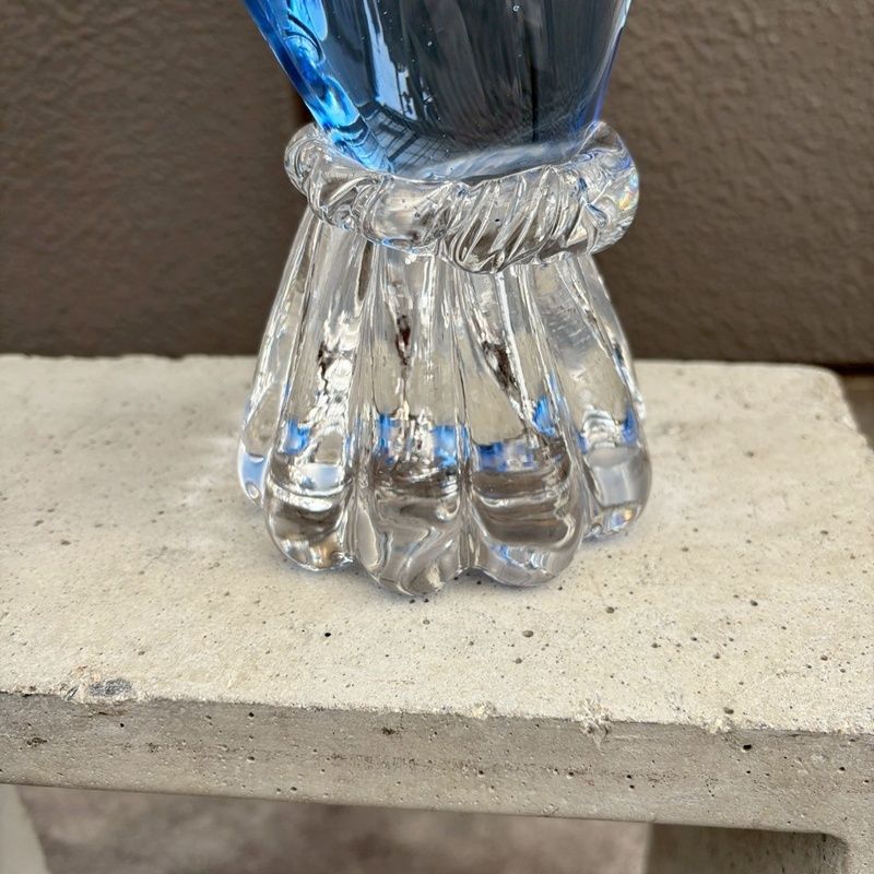  レトロ 鳥 高さ40 cm ガラス 置物 インテリア オブジェ ガラス細工 トリ サギ 白鳥 水鳥 ブルー 冠羽 CA 1115 4 ガラス 工芸品