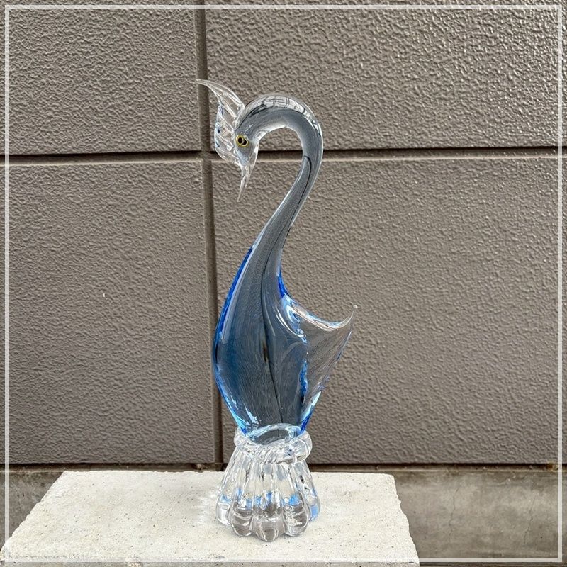 レトロ 鳥 高さ40cm ガラス 置物 インテリア オブジェ ガラス細工 トリ