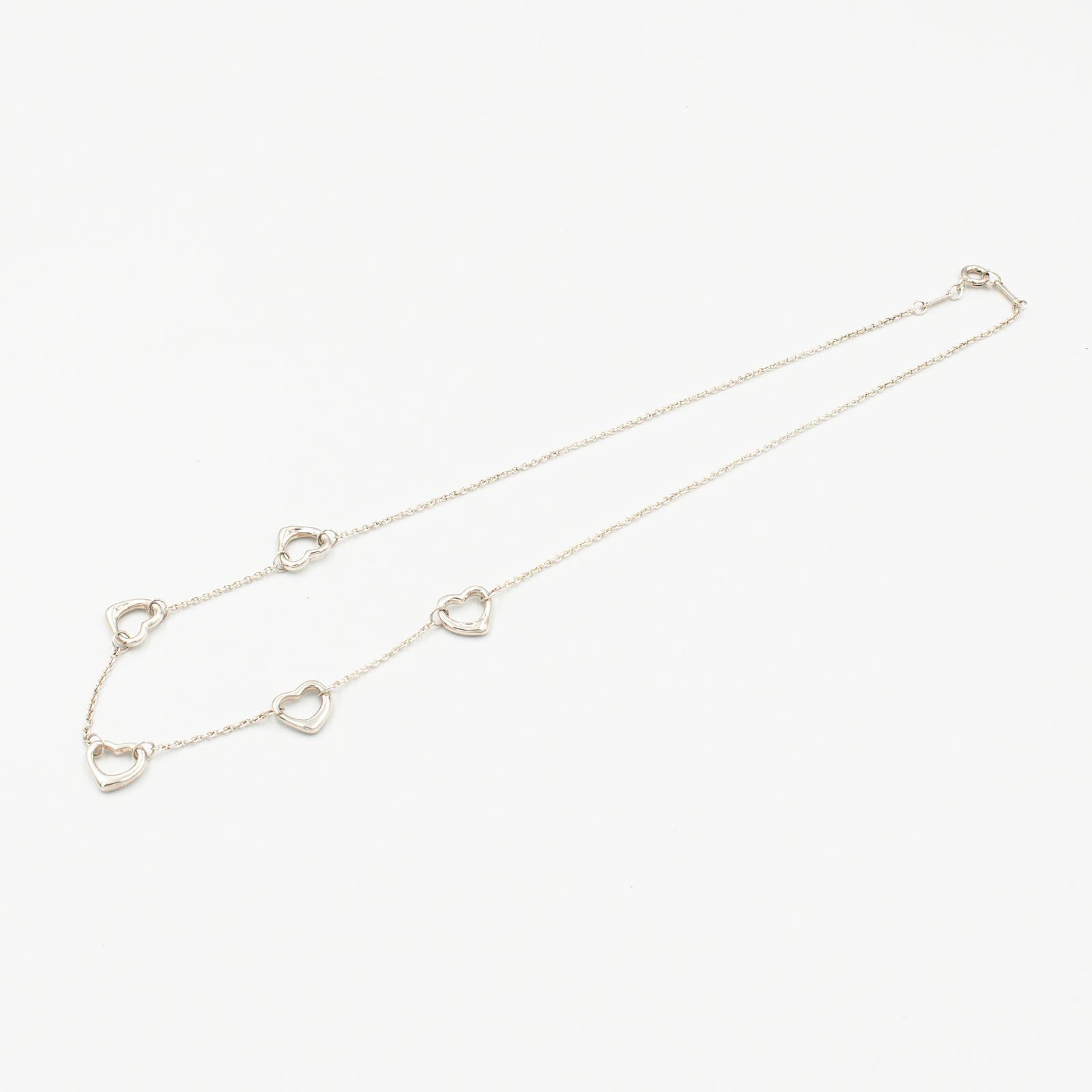 ティファニー オープンハート 5P ネックレス シルバー 42cm ポーチ付き