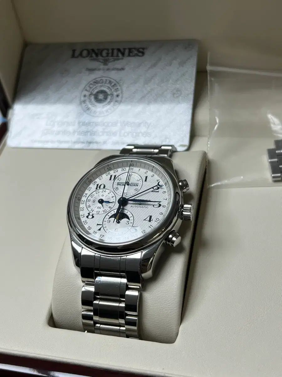  LONGINES ロンジン 麻 コル ムーンフェイス クロノ オートマティック フルセット 自動巻き時計 腕時計(アナログ)