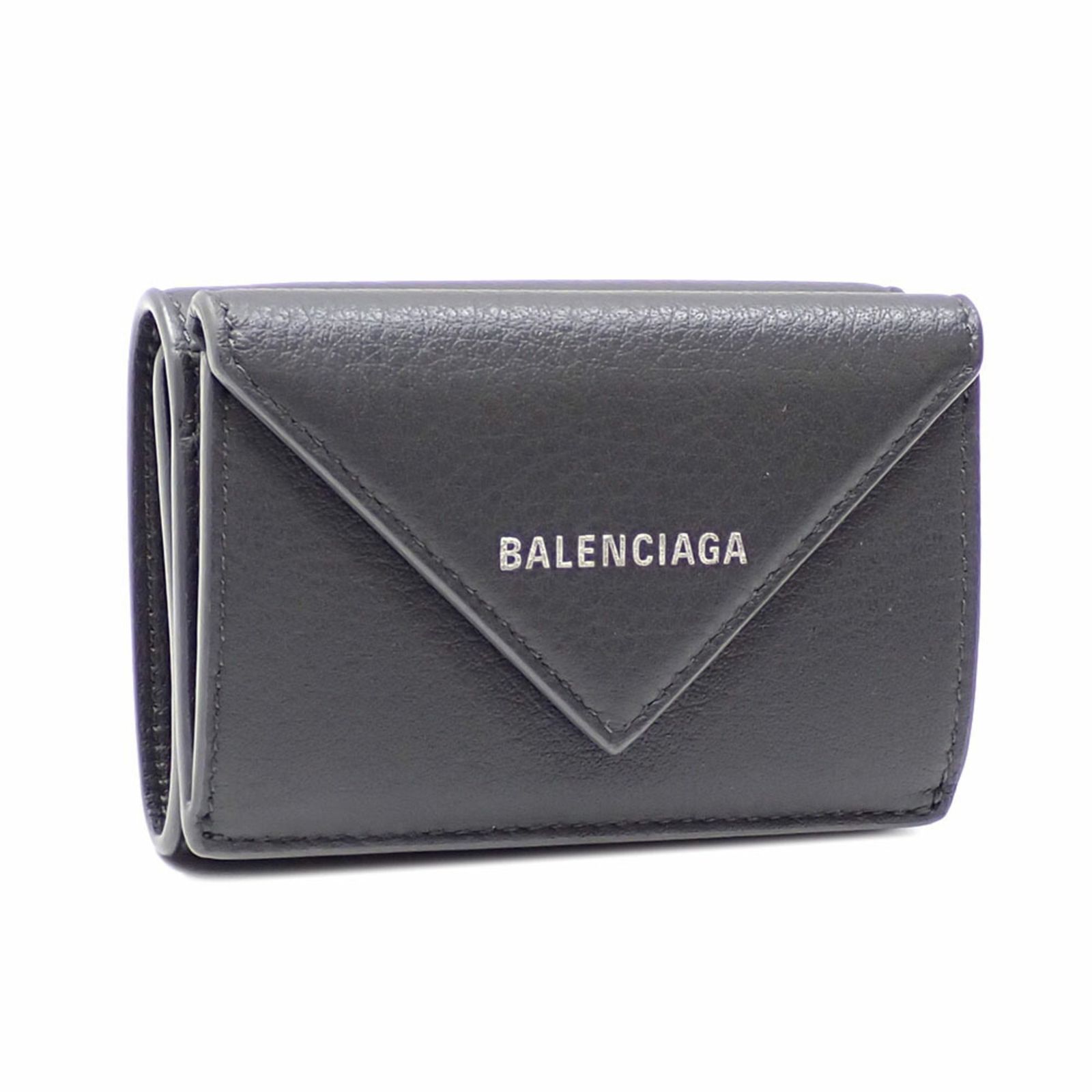 バレンシアガ Balenciaga 三つ折り 財布 ペーパーミニウォレット レディース グレー レザー 391446