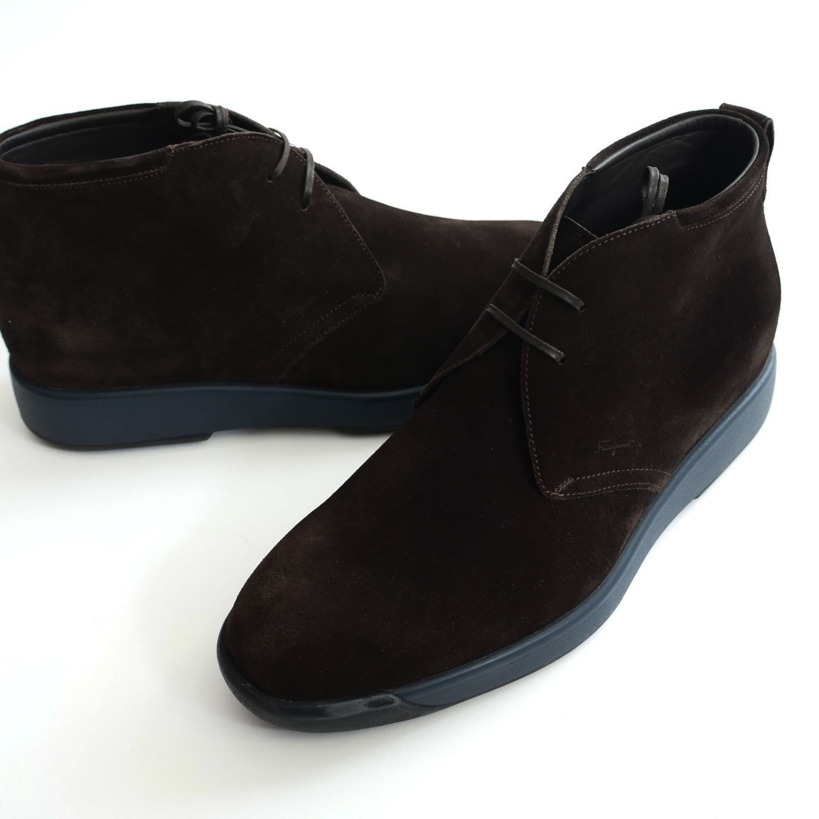 dt 228●6●FERRAGAMOフェラガモ●上質スエードの大人靴●レザーイタリア製チャッカブーツ●メンズ