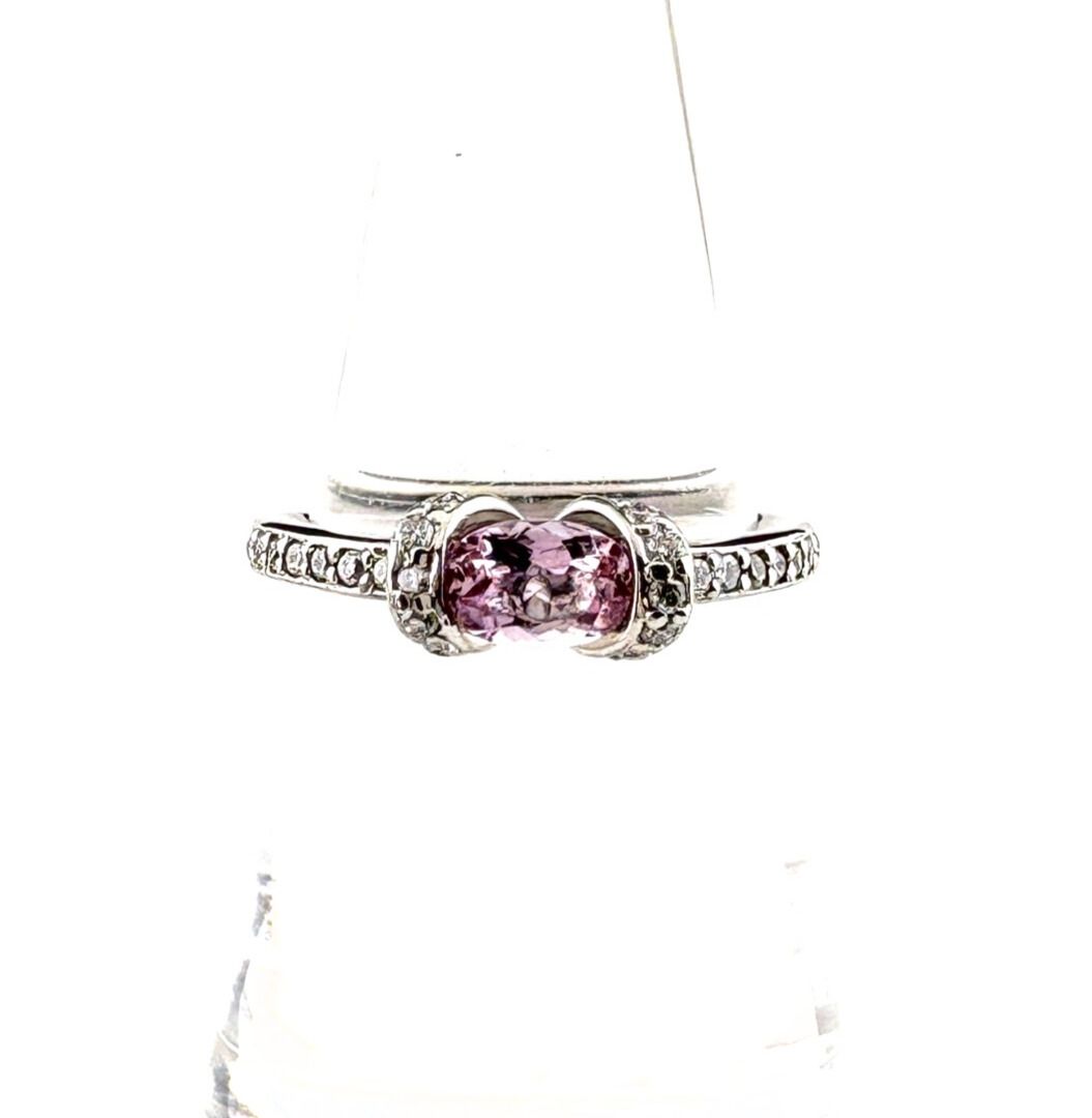 ピンクトパーズ デザインリング プラチナ 指輪 メレダイヤ リング 12号 Pt 900 ダイヤモンド レディース