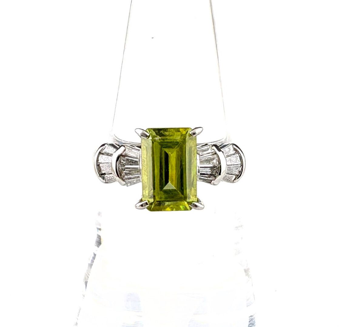 スフェーン デザインリング プラチナ 指輪 メレダイヤ リング 14 5号 Pt 900 ダイヤモンド レディース