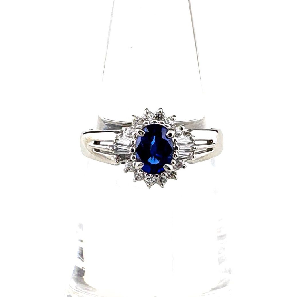 サファイア デザインリング プラチナ 指輪 メレダイヤ リング 10 5号 Pt 900 ダイヤモンド レディース