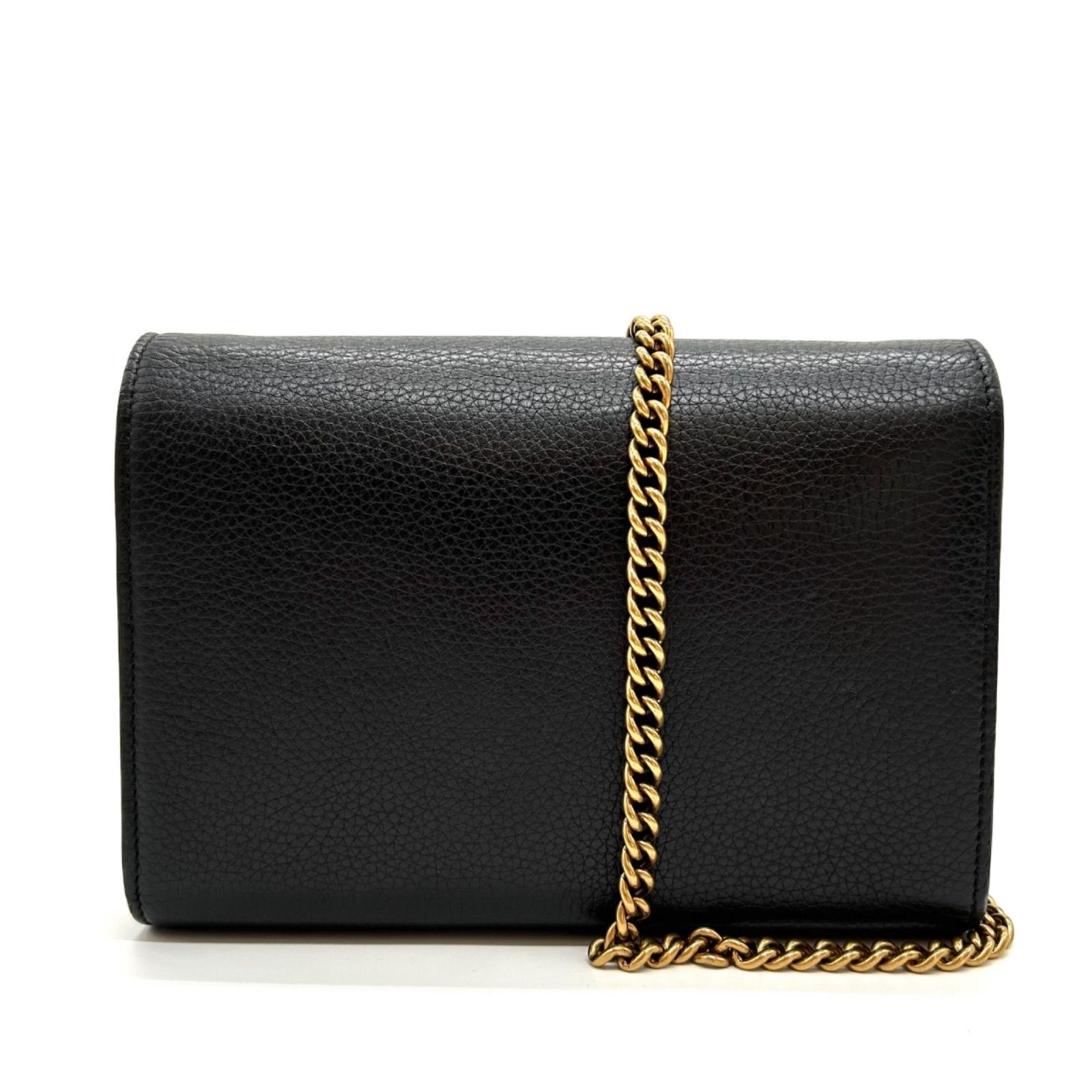 GUCCI グッチ GGマーモント レザー チェーンショルダー ブラック