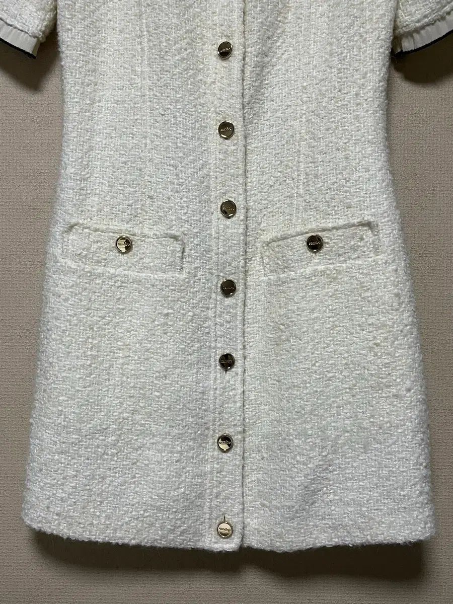  SANDRO サンドロ ツイード ミニ ONE PIECE 36 長袖 七分袖 ミニワンピース