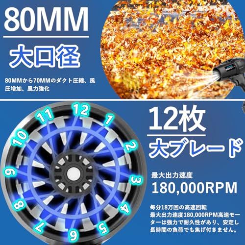 迅速に発送 2025新登場強化版 ブロワー 強力 洗車 無段階変速 PSE認証済 3000 mAhバッテリー 残量表示 マキタ電池互換 70 m s大風速 最強 充電式 電動エアダスター 80 mm風入口 12 231 f 3789