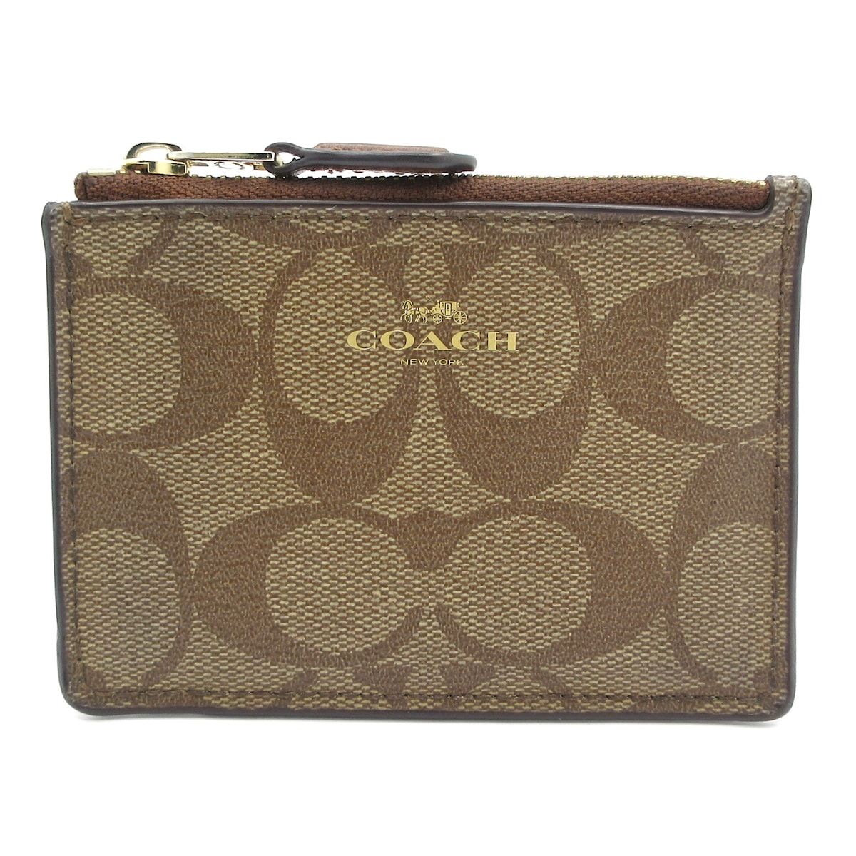 COACH コーチ コインケース シグネチャーコインケース F 16107 ベージュ ダークブラウン ゴールド