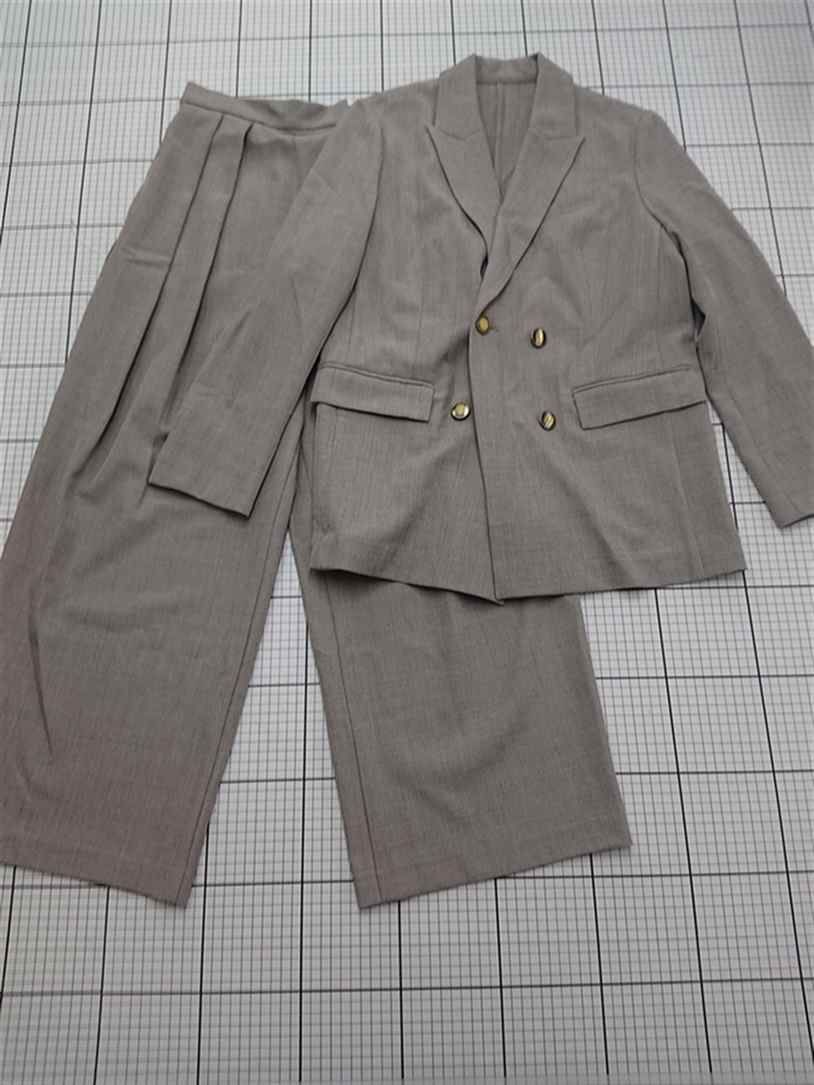 ⊇ ルーニィ LOUNIE ダブルジャケット＆ワイドパンツ セットアップ グレージュ系 38 レディース E