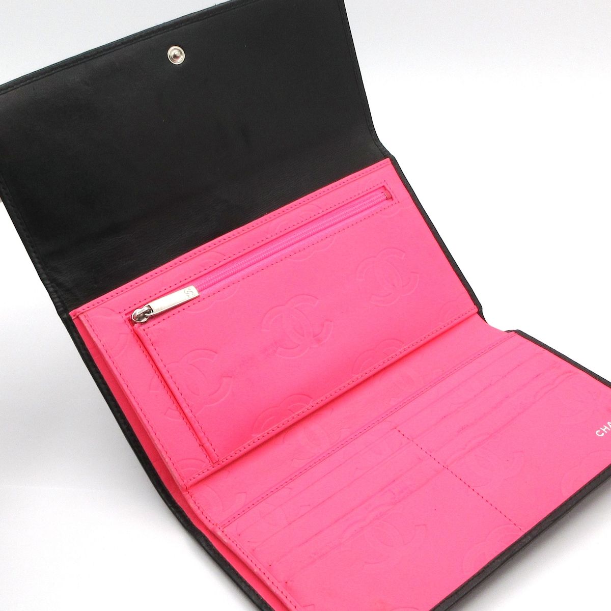 CHANEL(シャネル) 長財布 カンボンライン 黒×ピンク ラムスキン - メルカリ