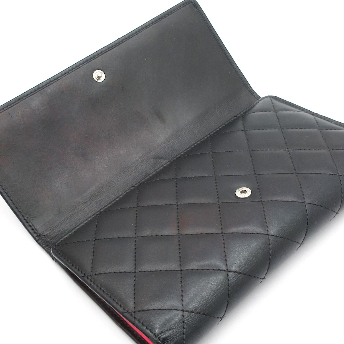 CHANEL(シャネル) 長財布 カンボンライン 黒×ピンク ラムスキン - メルカリ