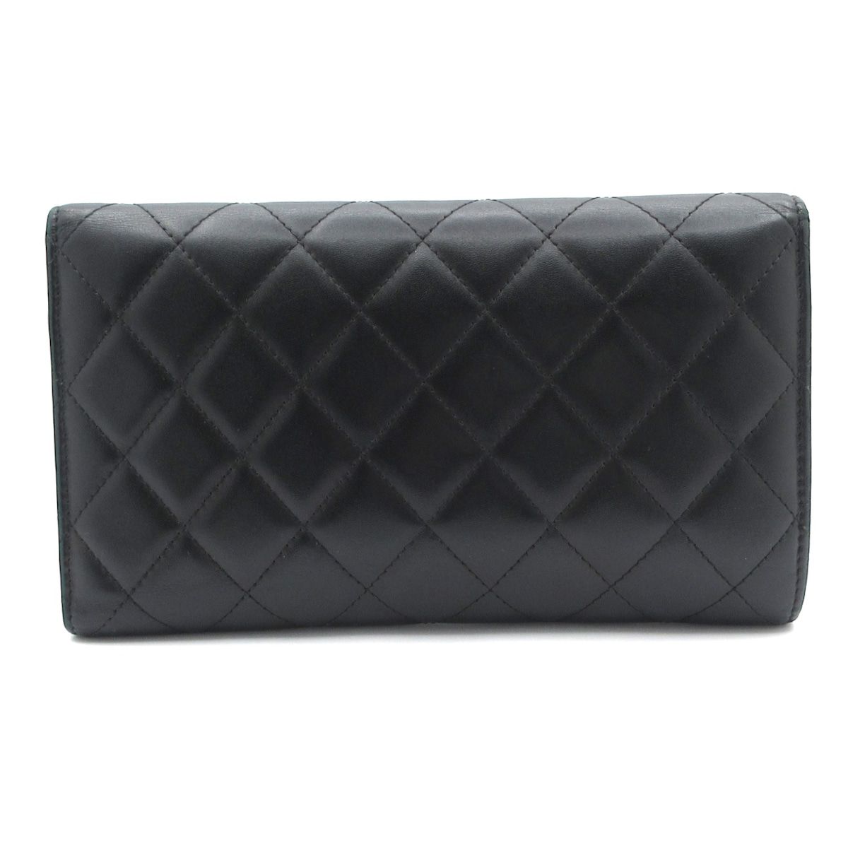 CHANEL シャネル 長財布 カンボンライン 黒 ピンク ラムスキン