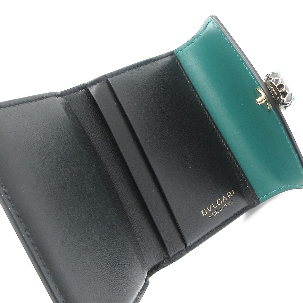 ◇ブルガリ◇レザー/セルペンティ/三つ折り財布/グリーン/ウォレット/ブランド BVLGARI（ブルガリ） セルペンティ フォーエバー 三つ折り財布
